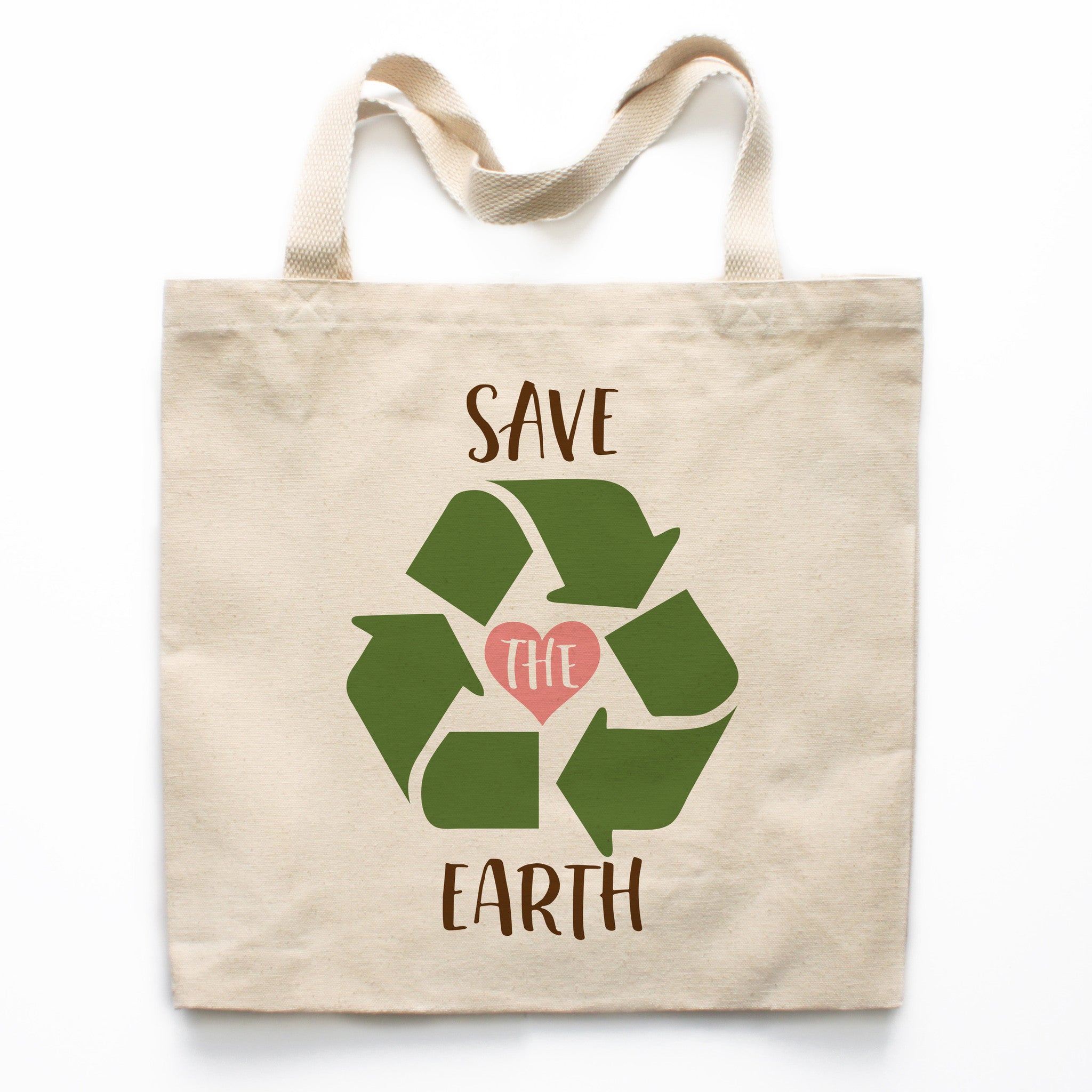 Earthsave Green And White Canvas Tote Bag, Size/Dimension: 14w x 16h Inch